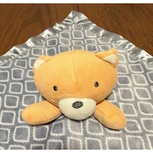 Cuddle Time Brown Bear Plush Gray White Diamond Snuggle‎ Security Blanket